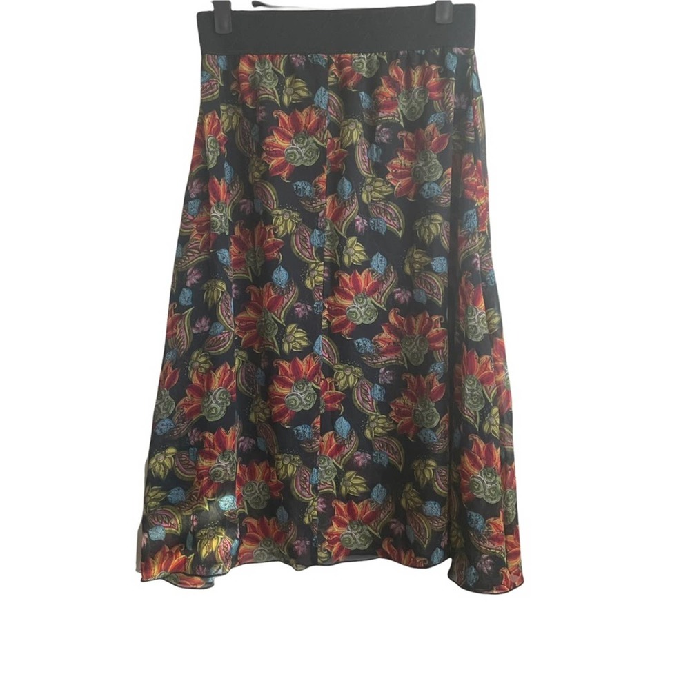LuLaRoe Women’s Skirt Lined Midi Flared Pull On Floral Print Size XS